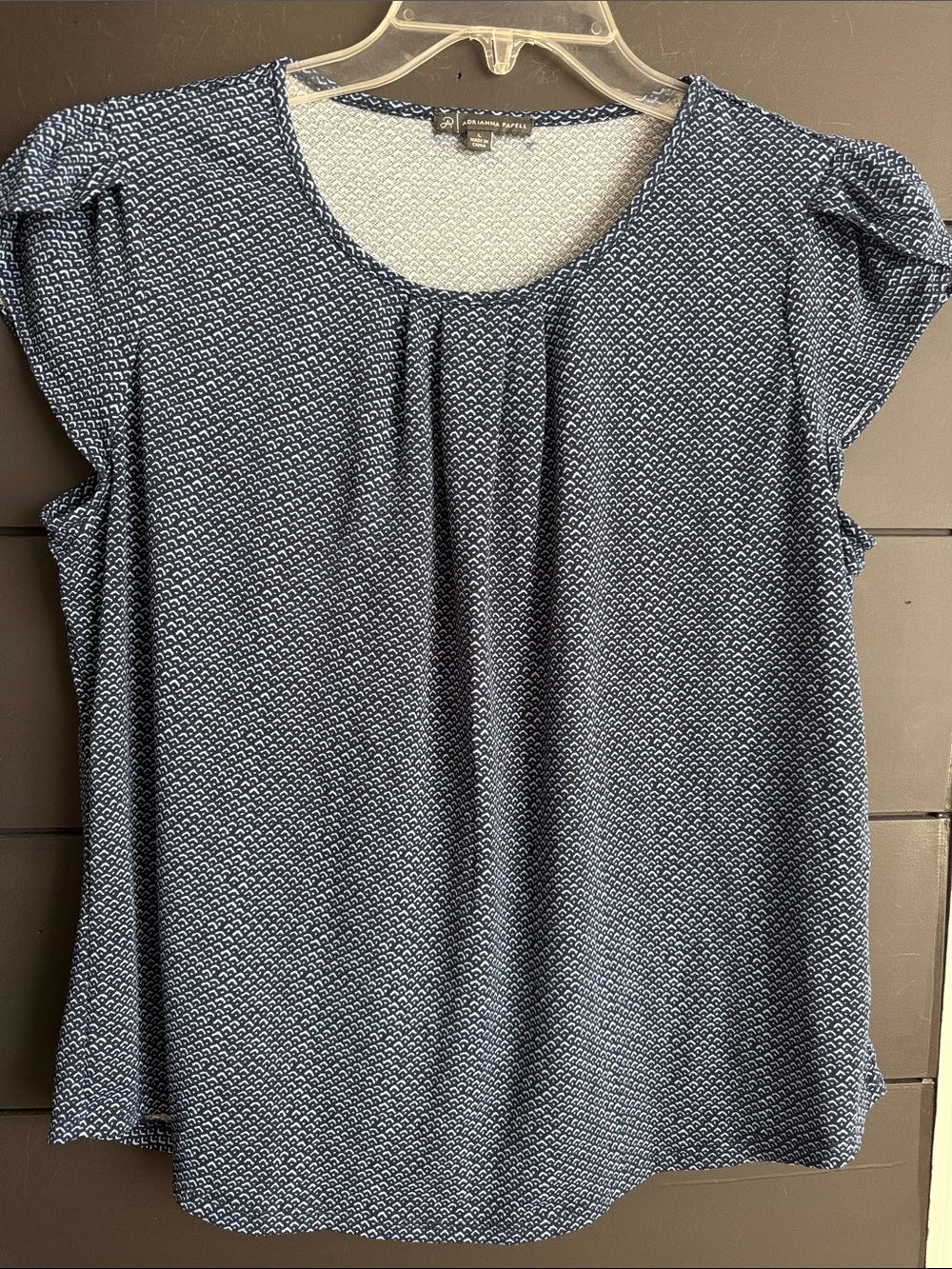 Adrianna Papell Scoop Neck Navy Blouse